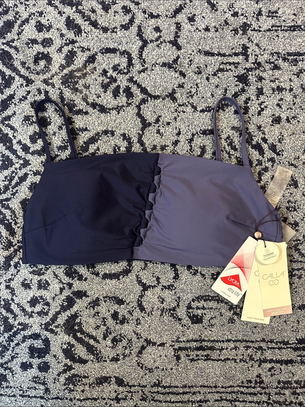 CALIA by Carrie Underwood Navy & Lavender Two-Tone Bikini Top